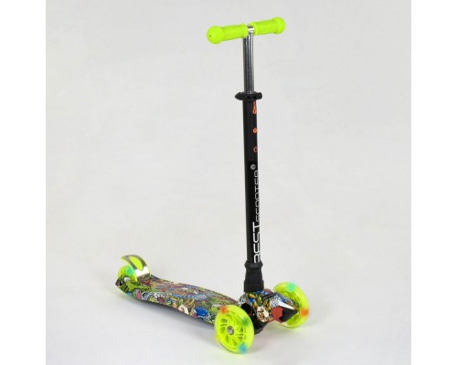 Трехколесный Самокат Best Scooter Салатовый, колеса Светятся (1391)