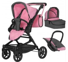Іграшкова коляска Трансформер з сумкою 3 в 1 Рожева (9636  PINK)