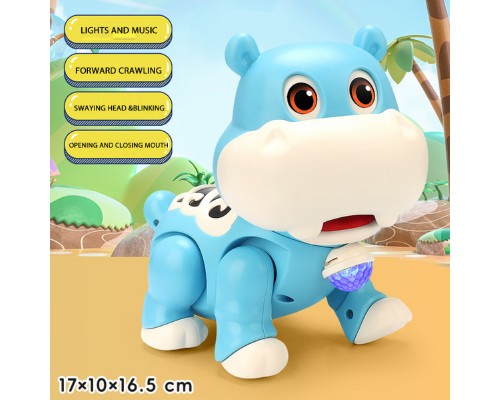 Игрушка для малышей бегемотик на батарейках, Ходит, светится, музыка (9055)