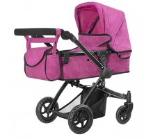 Коляска для кукол Melobo 9651B ROSE RED 2 в 1 с сумкой Розовая
