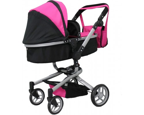 Коляска для кукол 2 в 1 Трансформер с сумкой Carrello Fortuna Rose Red 9695 Малиновая