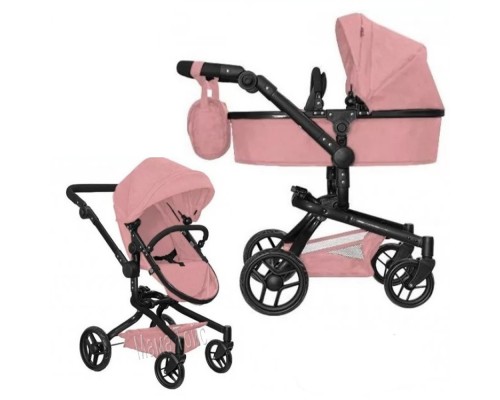 Коляска для кукол 2 в 1 Трансформер с сумкой 9695 Carrello Fortuna POWDER PINK Розовая Пудра