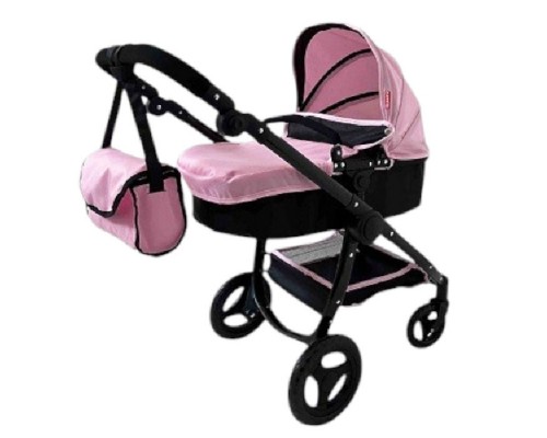 Коляска для кукол Трансформер 2 в 1 с сумкой Carrello Ultra Pink 9696 Розовая