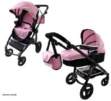 Коляска для ляльок Трансформер 2 в 1 з сумкою Carrello Ultra Pink 9696 Рожева