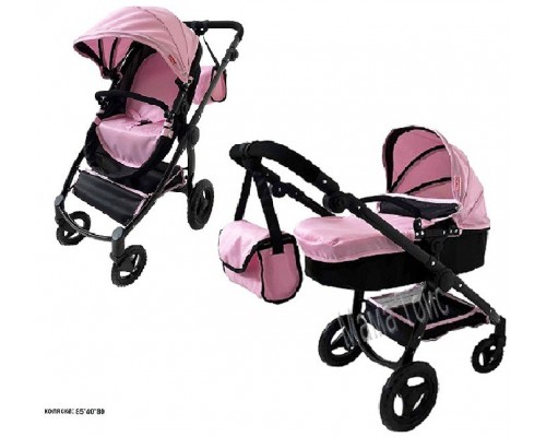 Коляска для кукол Трансформер 2 в 1 с сумкой Carrello Ultra Pink 9696 Розовая