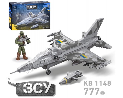 Конструктор Военный самолет истребитель F - 16 ВСУ, 777 деталей (1148)