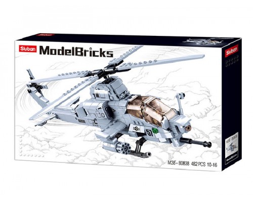 Конструктор Sluban Вертолет Вайпер AH-1Z. 482 детали (0838)