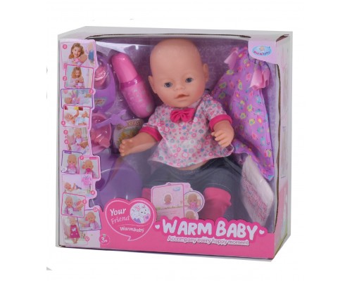Функциональный Пупс Беби Warm Baby с набором, пьет, писяет 40 см (057)