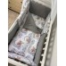 Набор постельный в детскую кроватку, Защита бортики подушки, балдахин, карман (Серый Мишки)