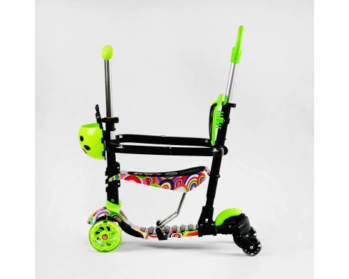 Детский самокат с сиденьем и бампером Best Scooter 5 в 1 Салатовый (10718)