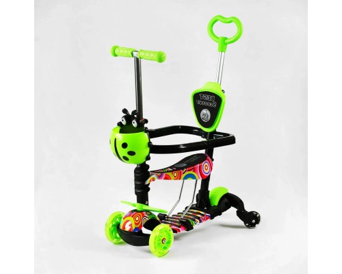 Детский самокат с сиденьем и бампером Best Scooter 5 в 1 Салатовый (10718)